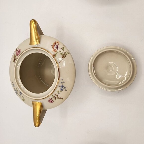 Vtg Limoges France Lidded Sugar, Creamer, 2 Cups Haviland, Charles Field Rosario - Picture 5 of 16